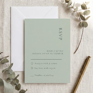 Carte de réponse de mariage simple vert sauge