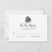 Carte de réponse de mariage sous un arbre de chêne (Devant)