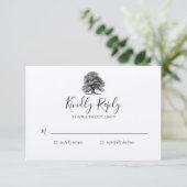 Carte de réponse de mariage sous un arbre de chêne (Debout devant)