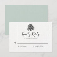 Carte de réponse de mariage sous un arbre de chêne