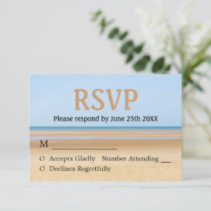 Carte de réponse de mariage sur la plage