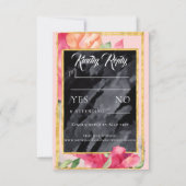 Carte de réponse de mariage tableau noir avec coqu (Devant)