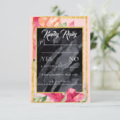 Carte de réponse de mariage tableau noir avec coqu (Debout devant)