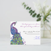 Carte de réponse de mariage thème Paon Invitation (Debout devant)