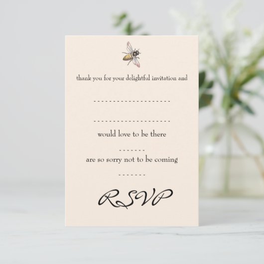 Carte de réponse de mariage Tiny Bee (Debout devant)