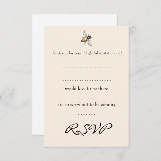 Carte de réponse de mariage Tiny Bee (Devant / Derrière)