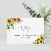 Carte de réponse de mariage tournesol (Debout devant)