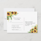 Carte de réponse de mariage tournesol (Dos)