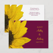 Carte de réponse de mariage Tournesol - Vin et Jau (Devant / Derrière)