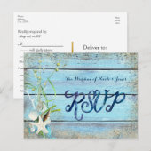 Carte de réponse de mariage tropical de Blue Wood (Devant / Derrière)