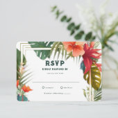Carte de réponse de mariage tropical fleurs été li (Debout devant)