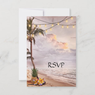 Carte de réponse de mariage tropical ou de destina