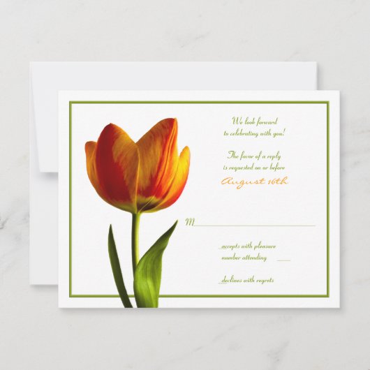 Carte de réponse de mariage Tulipe Orange (Devant)