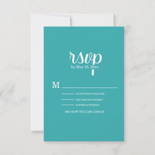 Carte de réponse de mariage turquoise sarcelle bla (Devant)