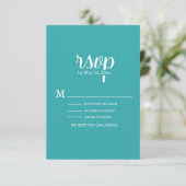 Carte de réponse de mariage turquoise sarcelle bla (Debout devant)