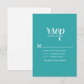 Carte de réponse de mariage turquoise sarcelle bla (Devant / Derrière)