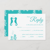 Carte de réponse de mariage Turquoise Seahorses (Devant / Derrière)