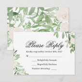 Carte de réponse de mariage verdure (Devant / Derrière)