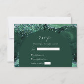 Carte de Réponse de Mariage Vert Émeraude Agate Ar (Devant)