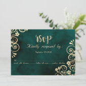 Carte de réponse de mariage vert émeraude avec des (Debout devant)