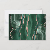 Carte de réponse de mariage vert émeraude or rose (Dos)