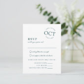 Carte de réponse de mariage vert foncé moderne ave (Debout devant)