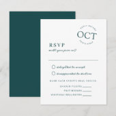 Carte de réponse de mariage vert foncé moderne ave (Devant / Derrière)