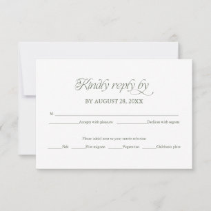 Carte de réponse de mariage vert forêt élégante