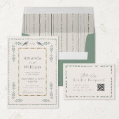 Carte de réponse de mariage vert sage élégant avec