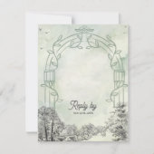Carte de réponse de mariage vert sauge avec code Q (Devant)