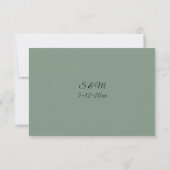 Carte de réponse de mariage vert sauge classique (Dos)