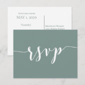Carte de réponse de mariage vert sauge moderne (Devant / Derrière)