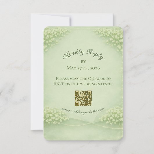 Carte de réponse de mariage vert tendre arquée (Devant)