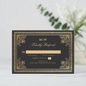 Carte de réponse de mariage victorien gothique vin (Debout devant)