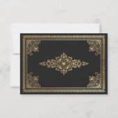 Carte de réponse de mariage victorien or gothique  (Dos)