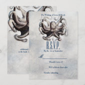 Carte de réponse de mariage Vintage Octopus Beach  (Devant / Derrière)
