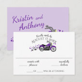Carte de réponse de mariage violet et moto (Devant / Derrière)