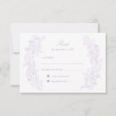 Carte de réponse de mariage violet pastel victorie (Devant)