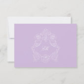 Carte de réponse de mariage violet pastel victorie (Dos)
