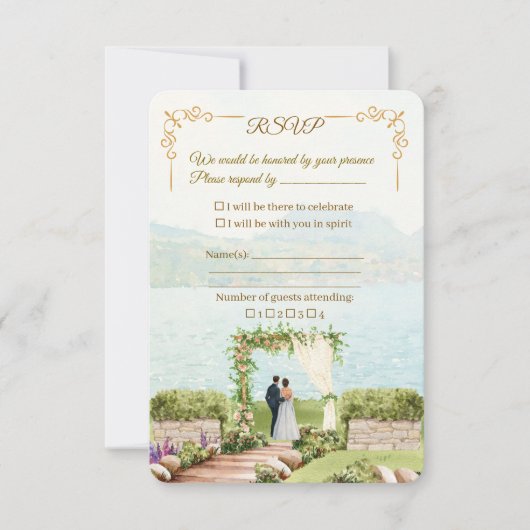 Carte de réponse de mariage Whispering Botanica – (Devant)