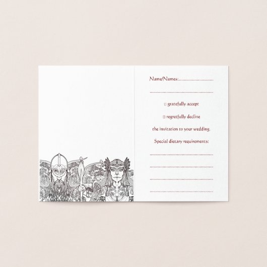 Carte de réponse de mariage Woden & Fríge en feuil (Intérieur)