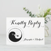 CARTE DE RÉPONSE DE MARIAGE YinYang colombes Harmo (Debout devant)