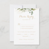 Carte de réponse de menu de mariage à la verdure E (Devant)