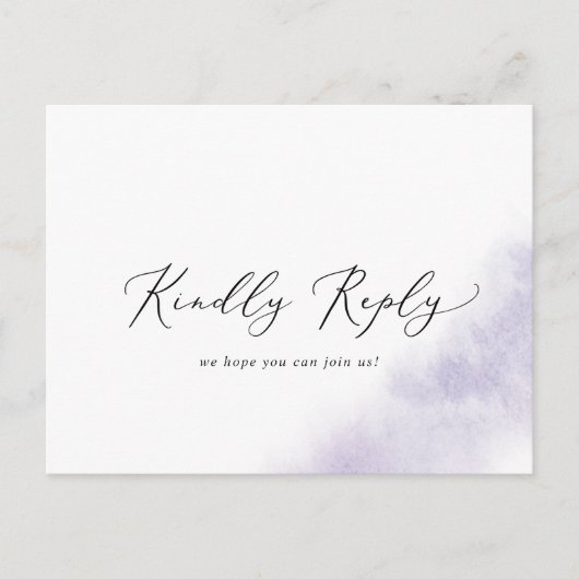 Carte de réponse de menu lavande à l'aquarelle | F (Devant)