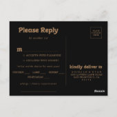 Carte de réponse de menu minimal classique or (Dos)