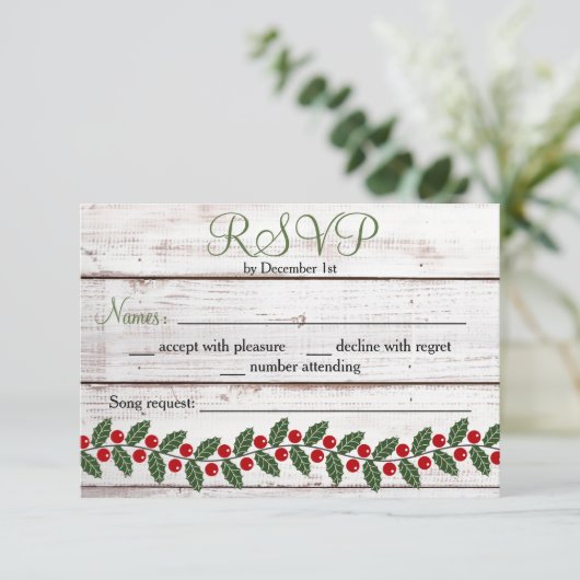 Carte de réponse de Noël/hiver (Debout devant)