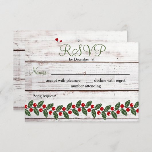 Carte de réponse de Noël/hiver (Devant / Derrière)