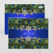 Carte de réponse de paon bleu royal (Devant / Derrière)