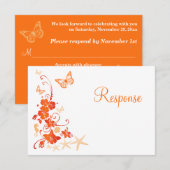 Carte de réponse de plage tropicale blanche orange (Devant / Derrière)