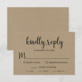 Carte de réponse de réception de mariage rustique (Devant / Derrière)